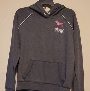 Victoria's Secret Pink Label on Heather Gray. Large. Hooded. Longsleeve. Pocket